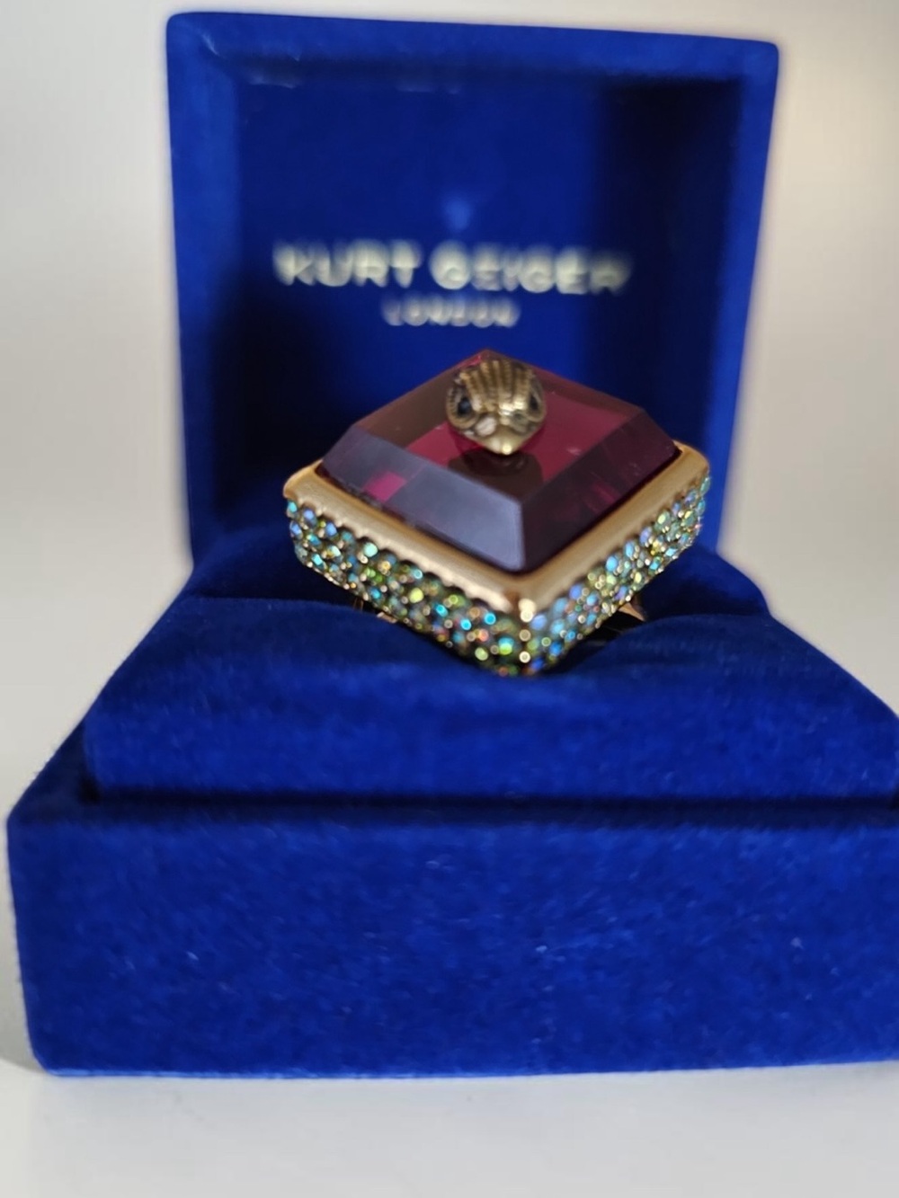 Kurt Geiger Purple Crystal Statement Ring NEW